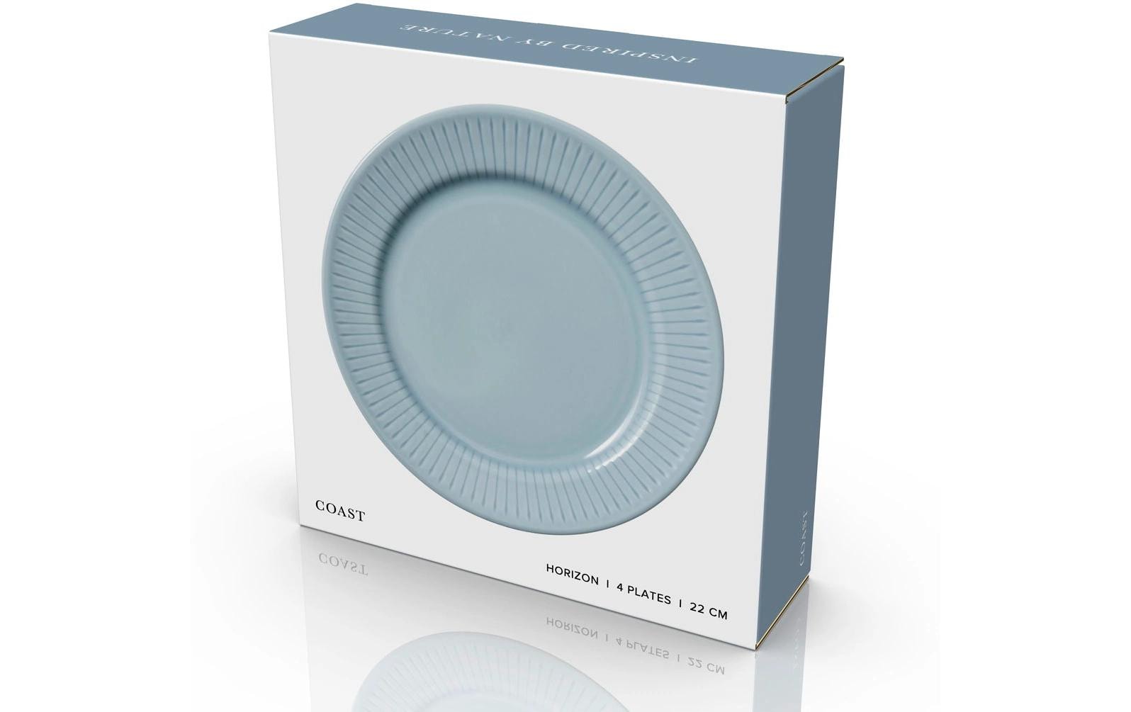 Coast Teller Horizon – 4er Set, Ø 22 cm, Porzellan, Hellblau, spülmaschinenfest, mikrowellengeeignet