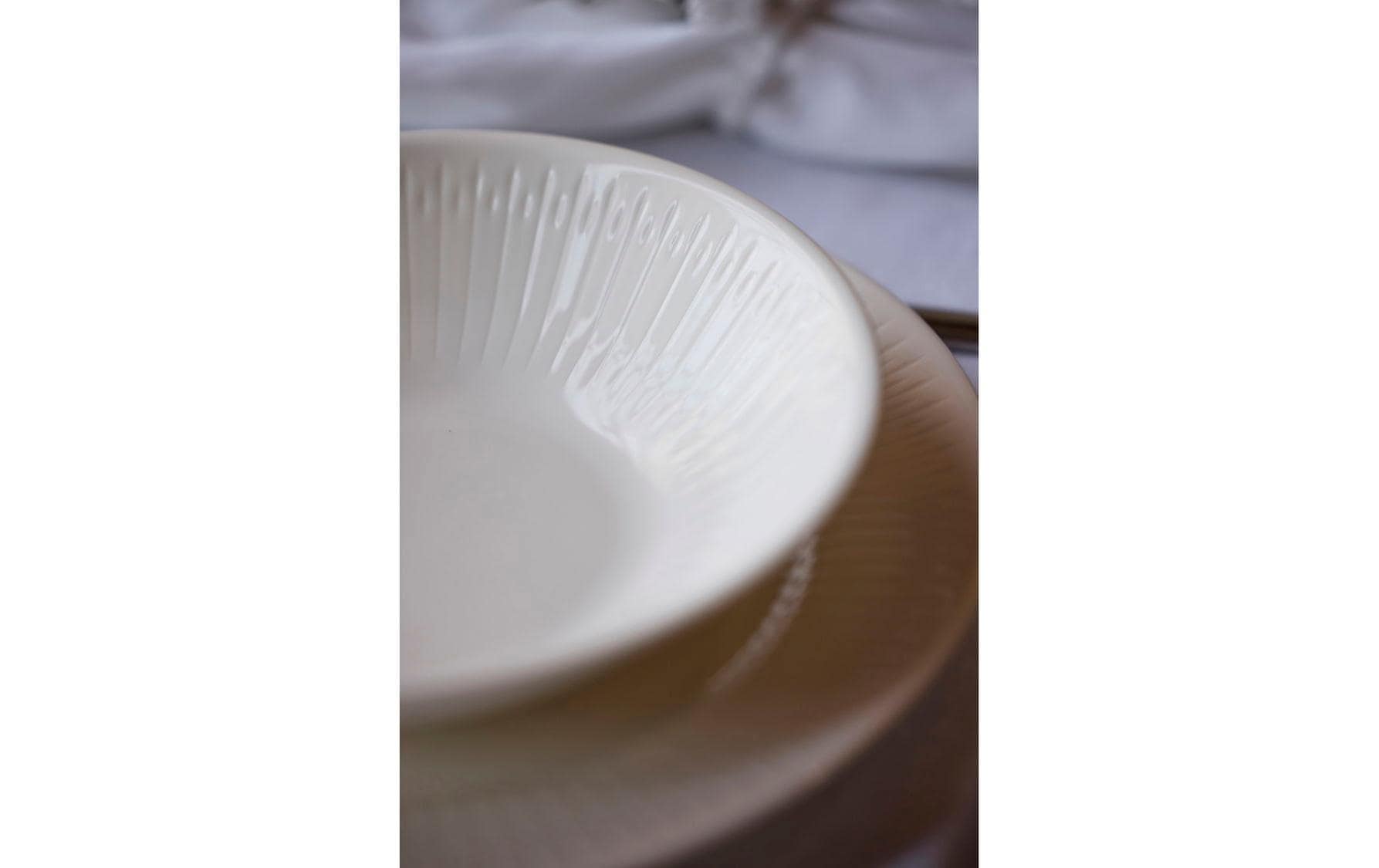 Coast Pastateller Horizion – 4er Set, Ø 21 cm, Porzellan, Weiss, spülmaschinenfest, mikrowellengeeignet