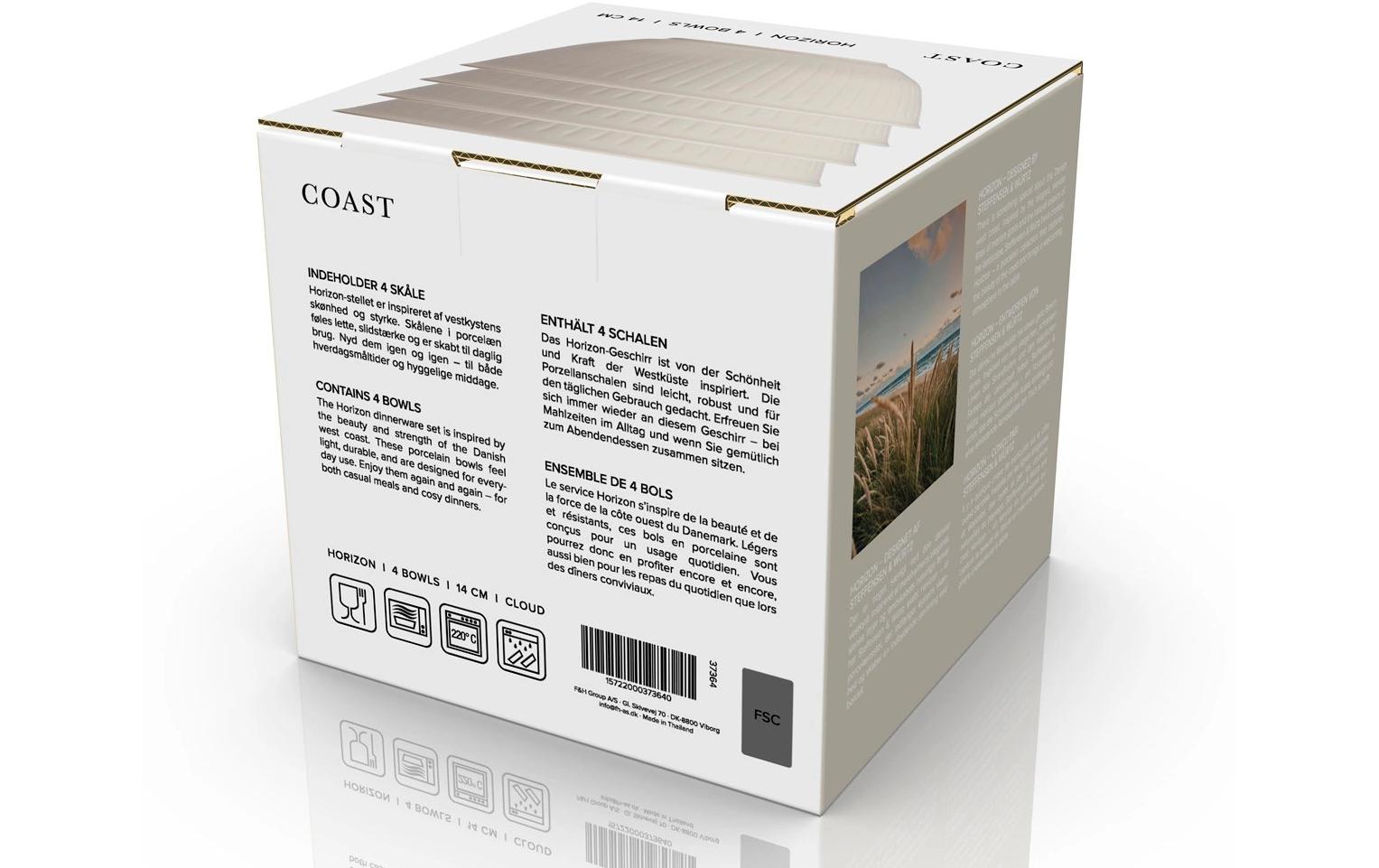 Coast Schüssel – 4er Set, Ø 14 cm, Porzellan, Weiss, spülmaschinenfest, mikrowellengeeignet