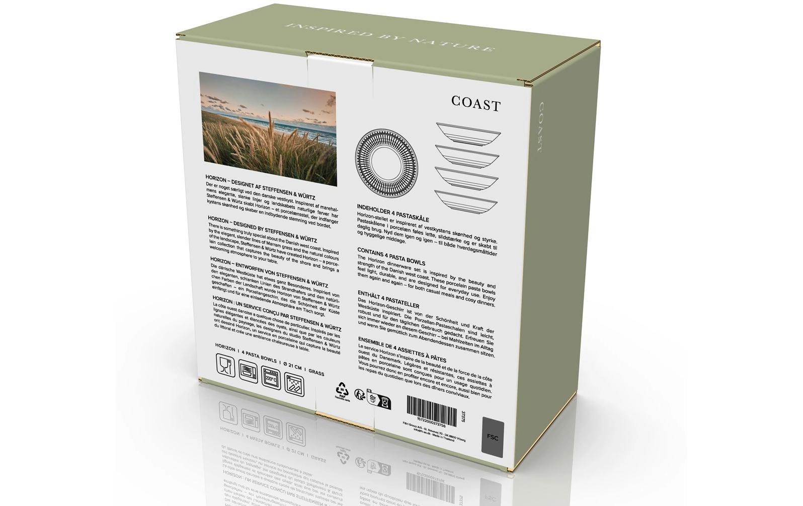 Coast Suppen- & Pastateller Horizion – 4er Set, Ø 21 cm, H 4,8 cm, Porzellan, spülmaschinenfest