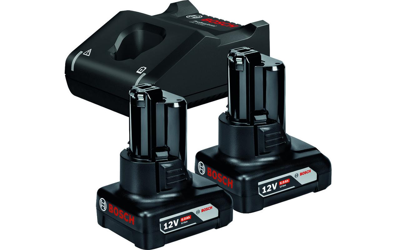 Bosch Professionelles Akku- & Ladegerät-Set 12 V 6 Ah – 2 Stk – 4 A-Ladegerät – für Bosch Professional 12 V