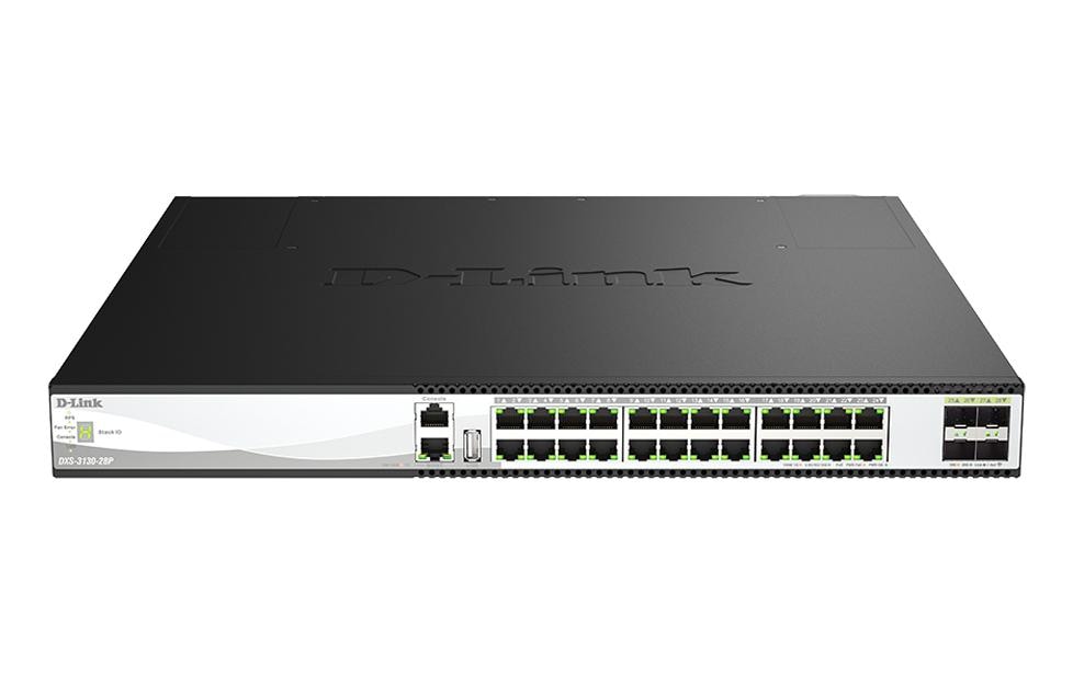 D-Link DXS-3130-28P/E – Managed Switch – 24×10G RJ45, 4×SFP28, L3, PoE++ 790 W, 1U