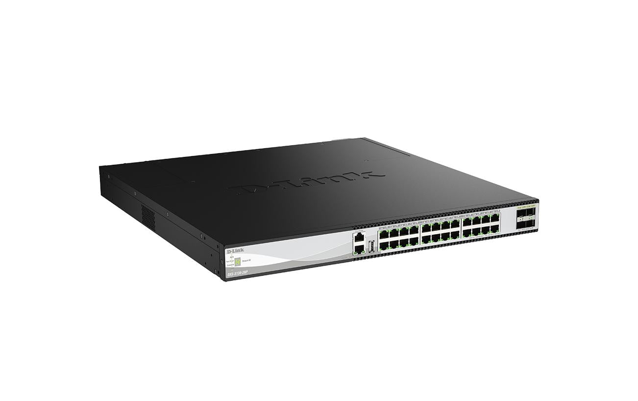 D-Link DXS-3130-28P/E – Managed Switch – 24×10G RJ45, 4×SFP28, L3, PoE++ 790 W, 1U