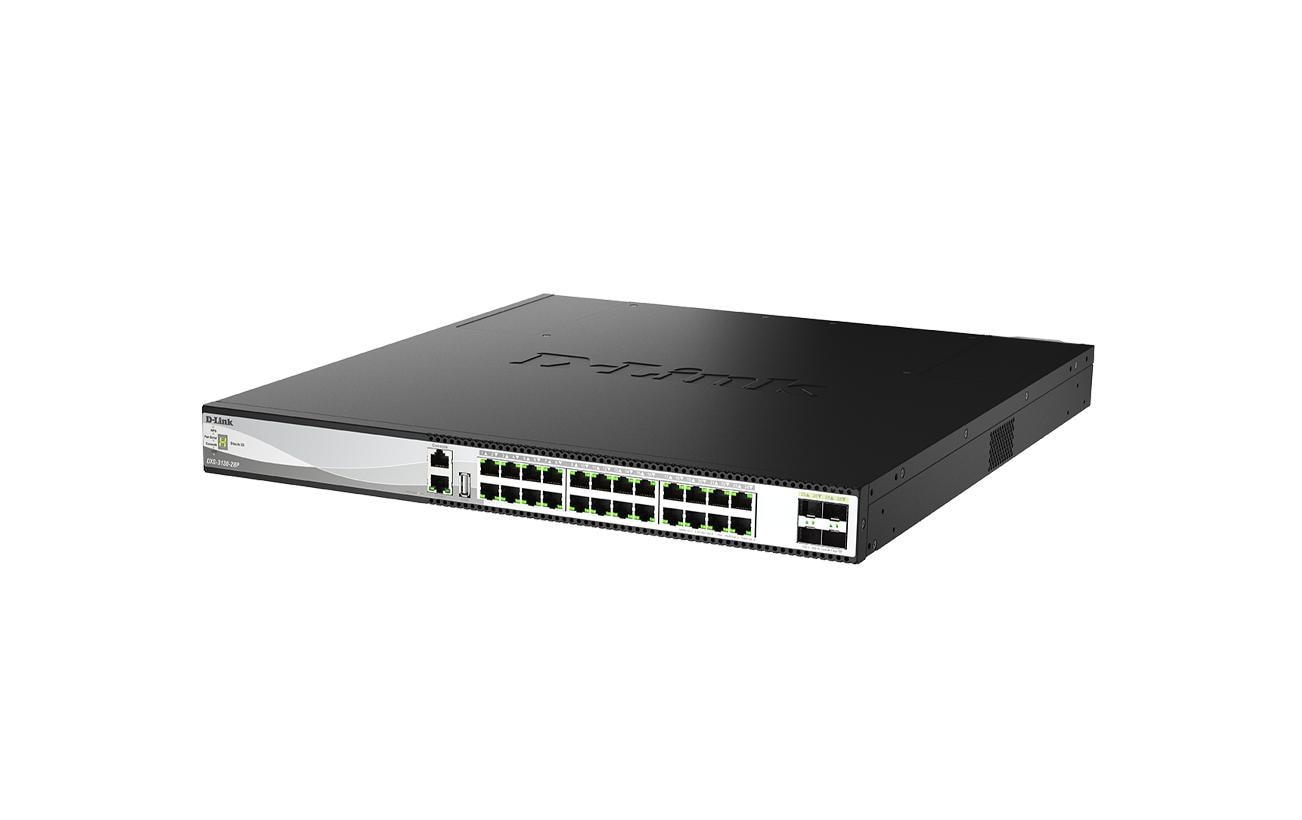 D-Link DXS-3130-28P/E – Managed Switch – 24×10G RJ45, 4×SFP28, L3, PoE++ 790 W, 1U