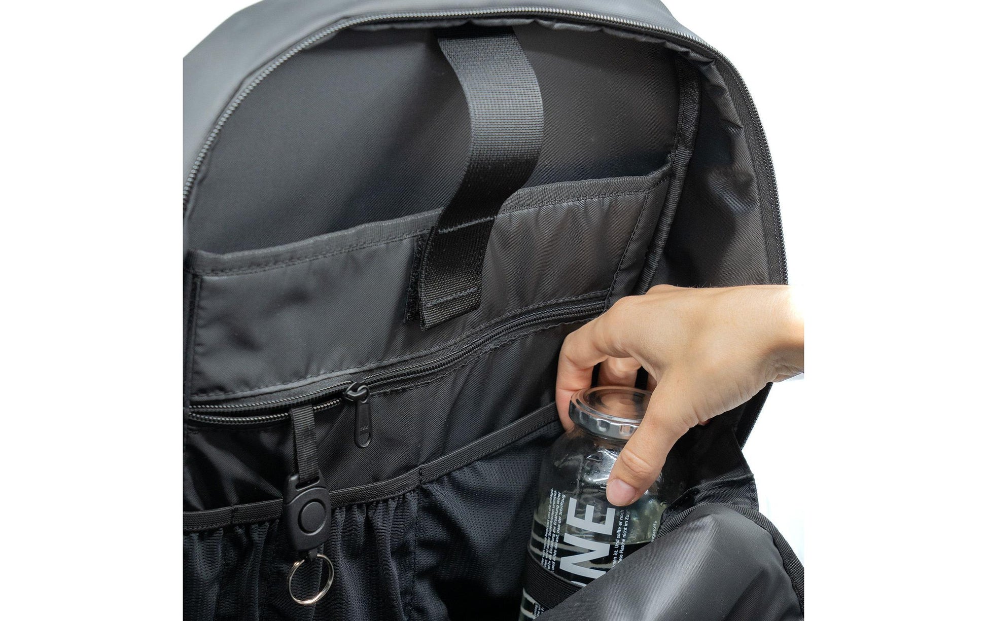 Racoon Notebook-Rucksack CAMPUS – für 16", 21 l, rPET-Polyester – Schwarz/Weiss, 300 × 470 × 170 mm