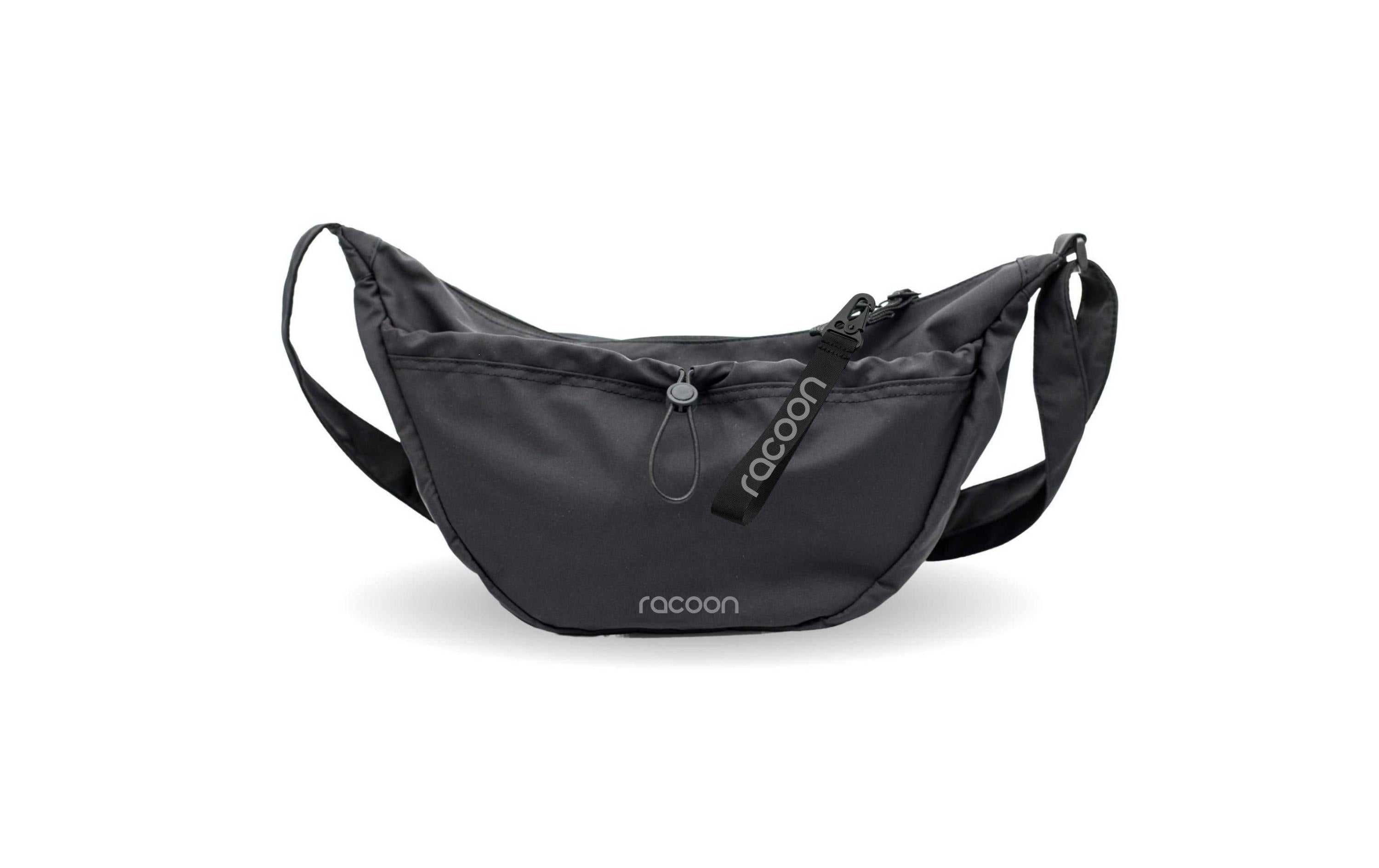 Racoon Sporttasche Moonbag – 9 l, aus rPET, schwarz, 45 × 22 × 12 cm