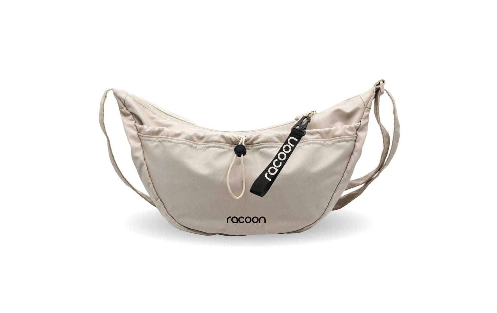 Racoon MOONBAG & LockTag – Umhängetasche, 9 l, rPET, Sand, 45 × 22 × 12 cm