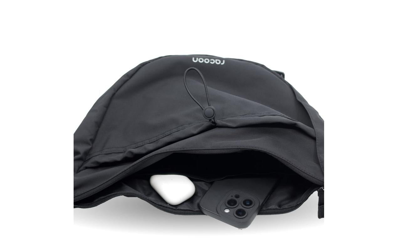 Racoon Sporttasche Moonbag – 9 l, aus rPET, schwarz, 45 × 22 × 12 cm