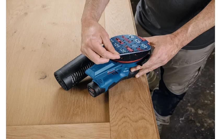 Bosch Professional GEX 12V-150-3 Akku-Exzenterschleifer – 12 V – Klettverschluss – Solo