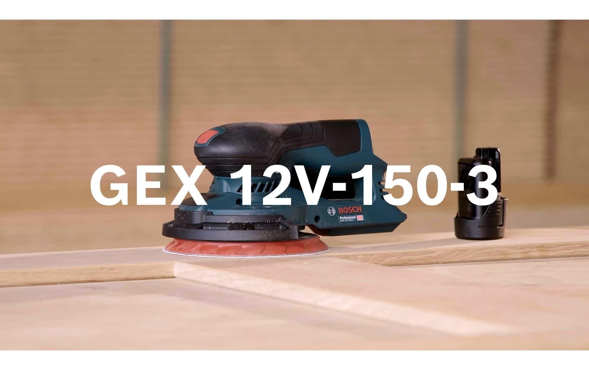 Bosch Professional GEX 12V-150-3 Akku-Exzenterschleifer – 12 V – Klettverschluss – Solo