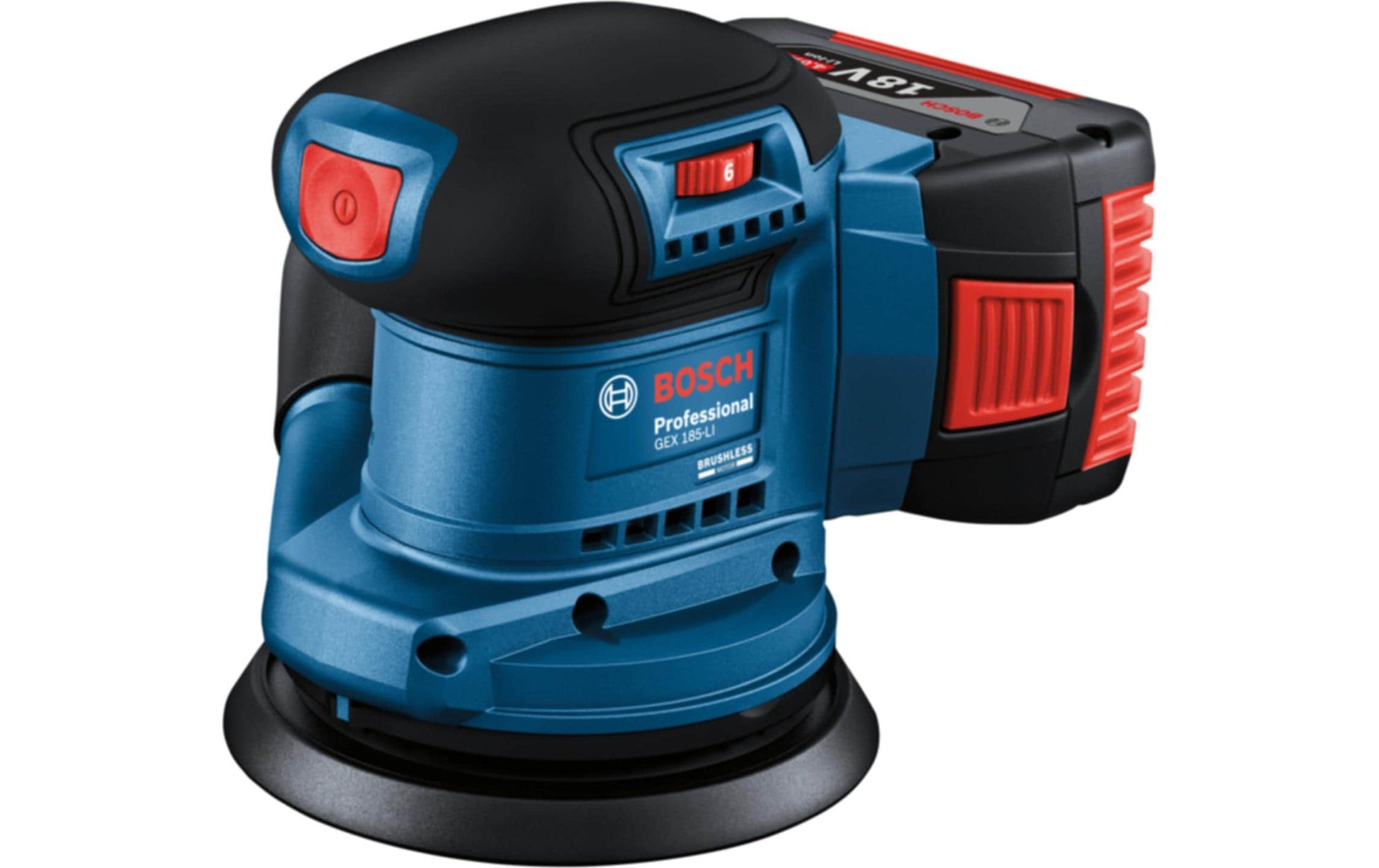 Bosch Professioneller GEX 185-LI Akku-Exzenterschleifer, bürstenlos – 18 V – Ø 125 mm – 4,0 Ah & Koffer – AMPShar