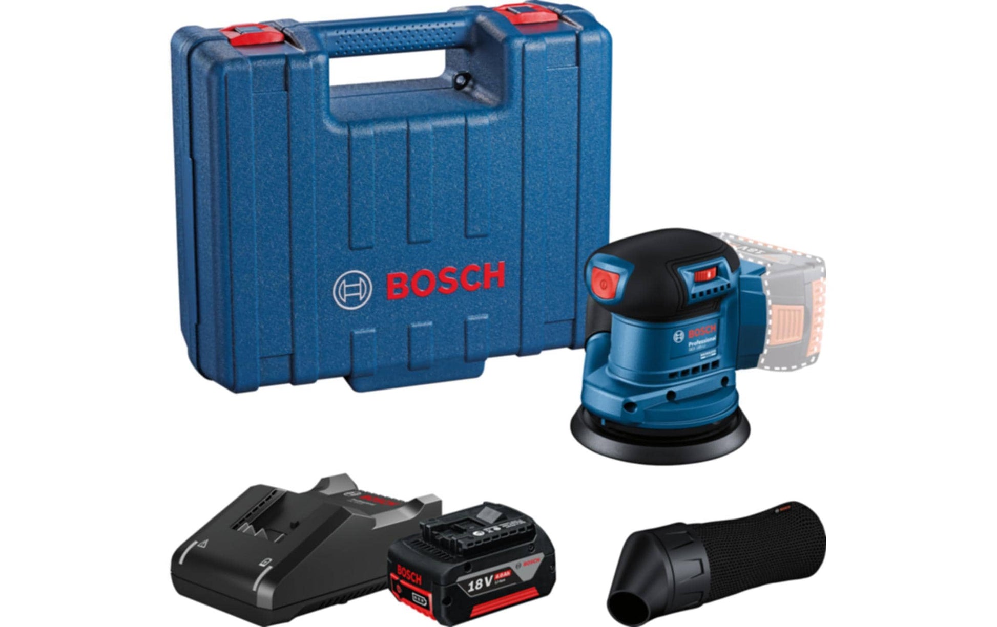 Bosch Professioneller GEX 185-LI Akku-Exzenterschleifer, bürstenlos – 18 V – Ø 125 mm – 4,0 Ah & Koffer – AMPShar