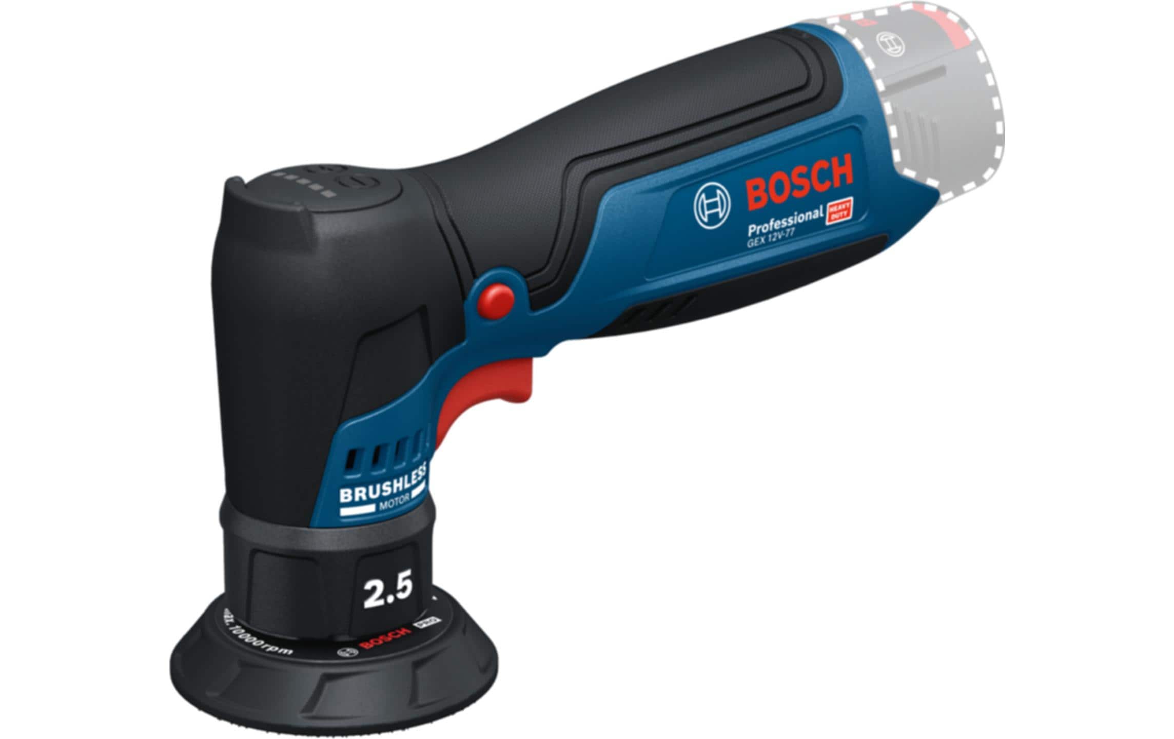Bosch Professioneller GEX 12V-77 Akku-Exzenterschleifer – 12 V – Ø 77 mm, Klettverschluss – Solo
