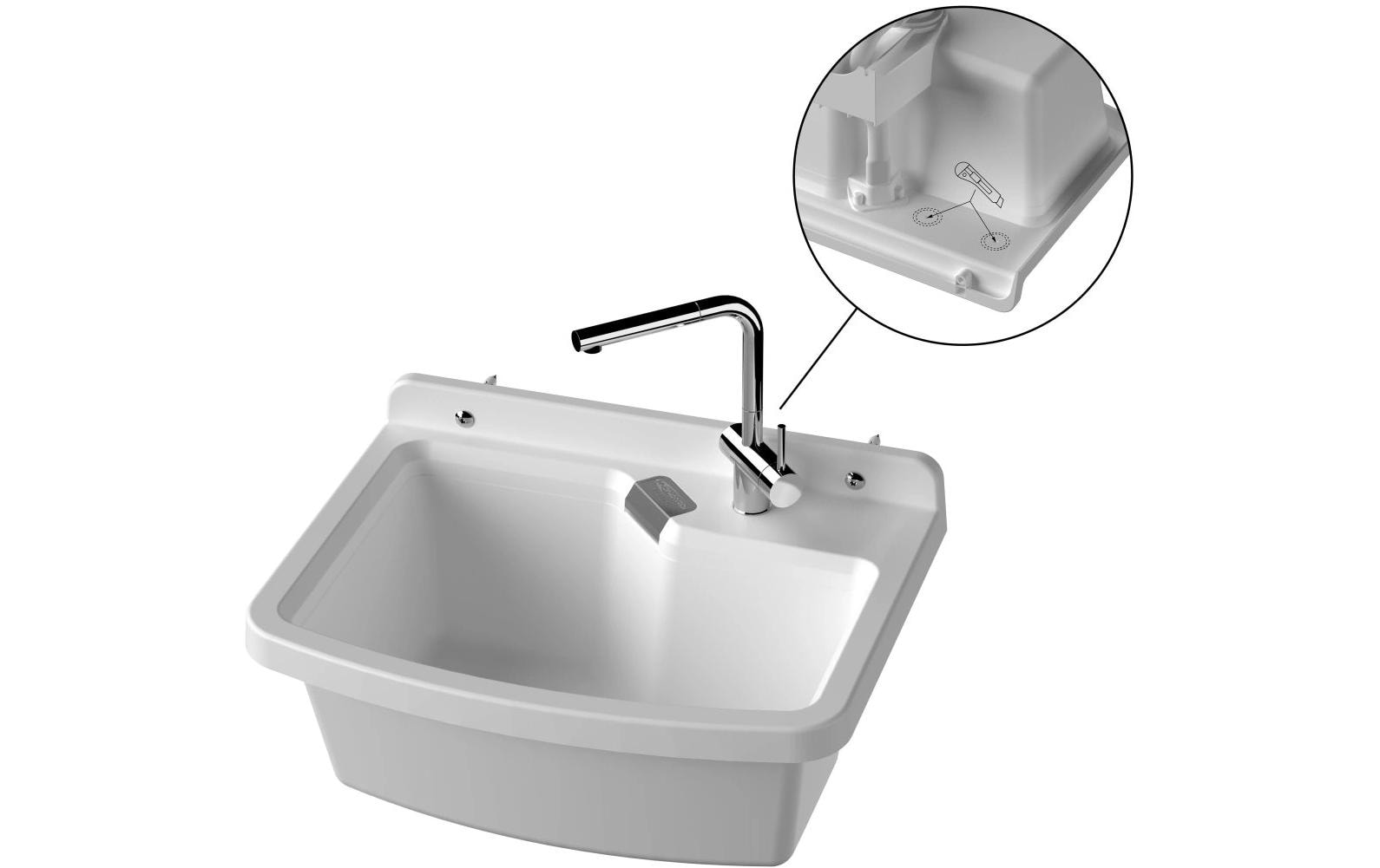 Mateu Waschbecken Vela 60 – 58,5×45×25 cm, Polypropylen (PP), Weiss