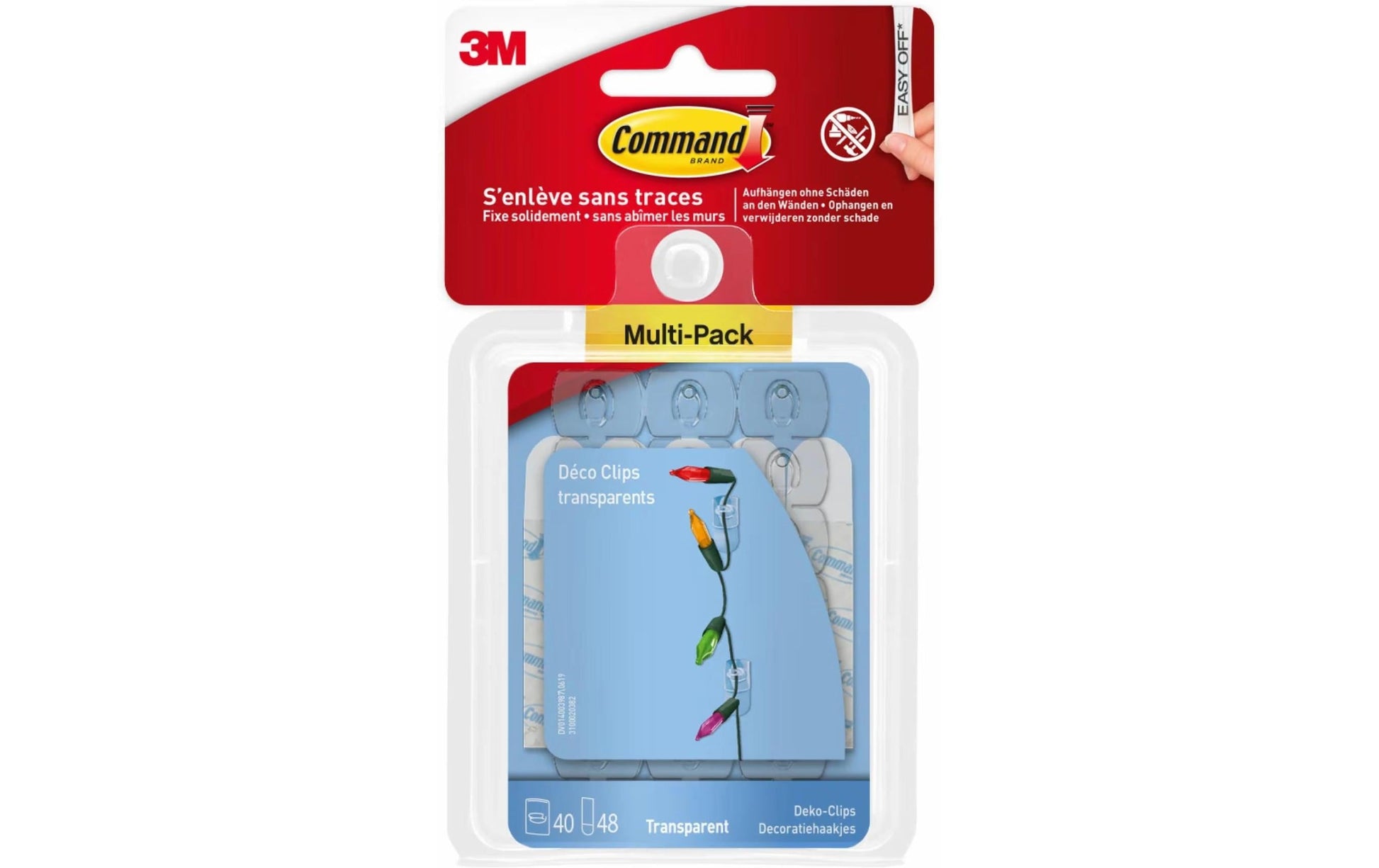 Command Deko-Clips für Glas/Metall/Holz – Transparent, 40 Stk., Ablösbar
