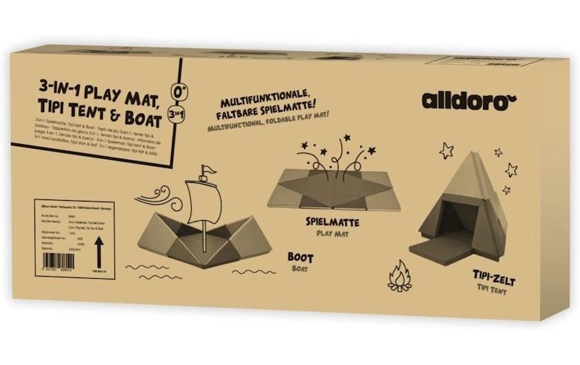 Alldoro 3-in-1 Spielmatte – 50 × 19,5 × 107,5 cm – Mehrfarbig – ab 0 Jahren – Kunstleder