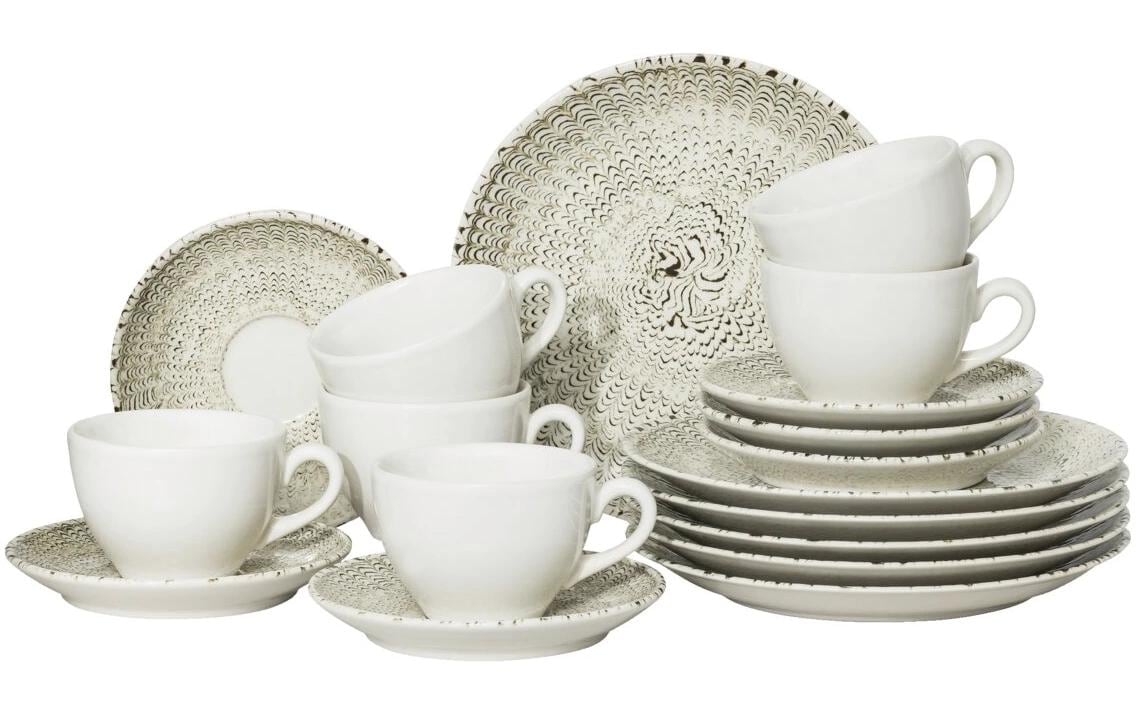 Thomas Geschirrset Sandora – 18-teiliges Set, Ø 20 cm, Porzellan, Beige, spülmaschinenfest, mikrowellengeeignet