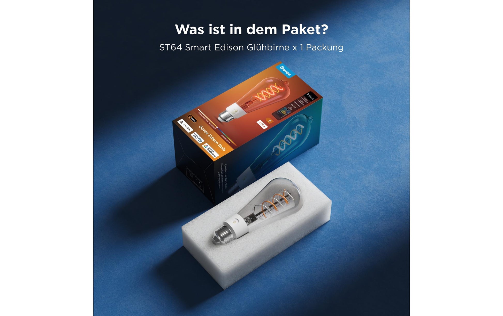 Govee Smart-Leuchtmittel E27 ST19 – RGBIC+CCT 2700–6500 K, 5 W, WLAN – für Govee Home App