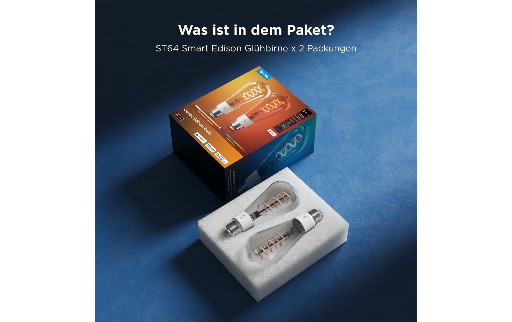 Govee Smart-Leuchtmittel E27 ST19 – RGBIC+CCT 2700–6500 K, 5 W, WLAN – für Govee Home App
