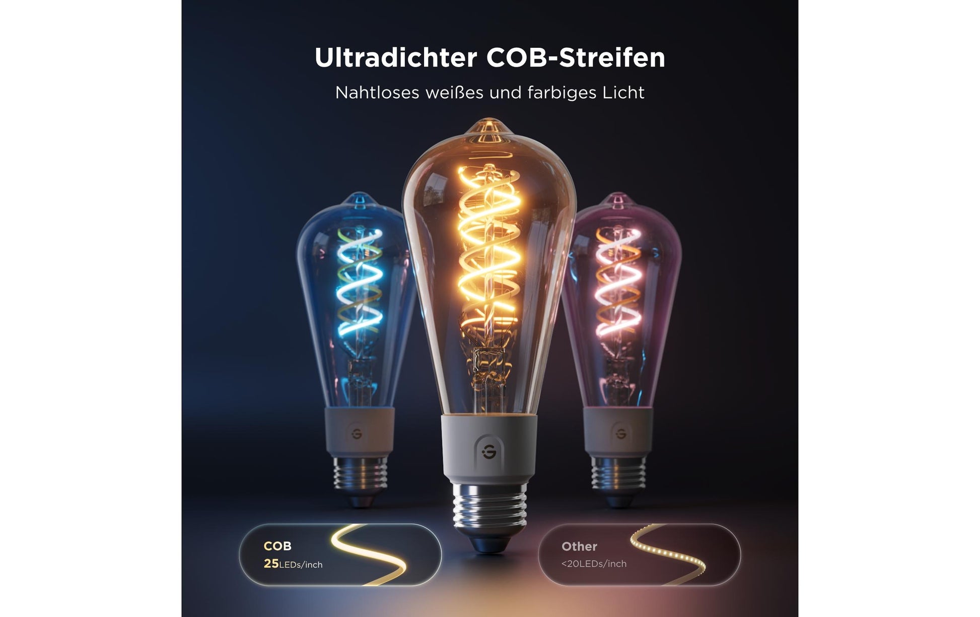 Govee Smart-Leuchtmittel E27 ST19 – RGBIC+CCT 2700–6500 K, 5 W, WLAN – für Govee Home App