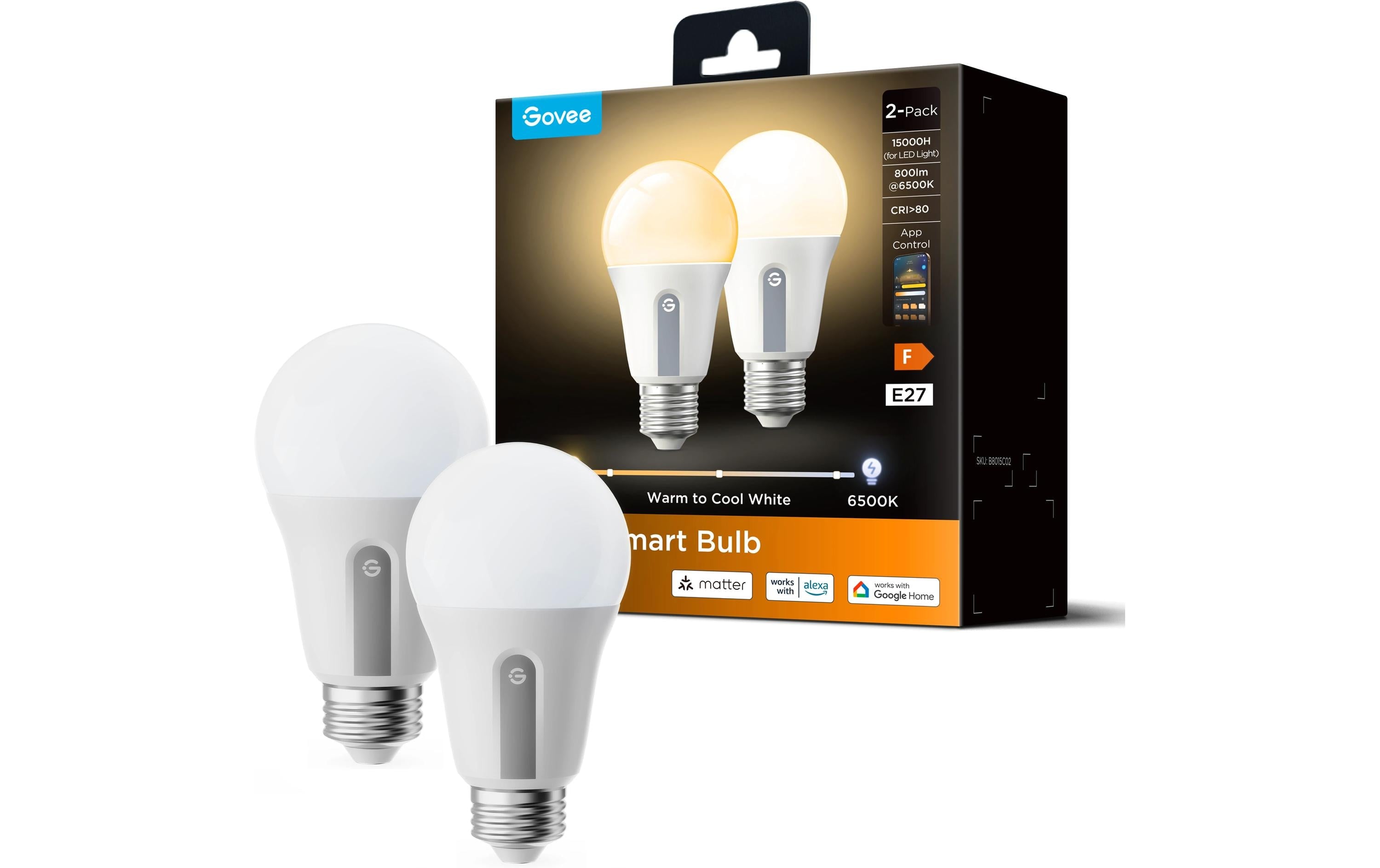 Govee Smart-Leuchtmittel E27 – RGBW, WLAN/Bluetooth/Matter – für Amazon Alexa, HomeKit, Google Assistant u. a.