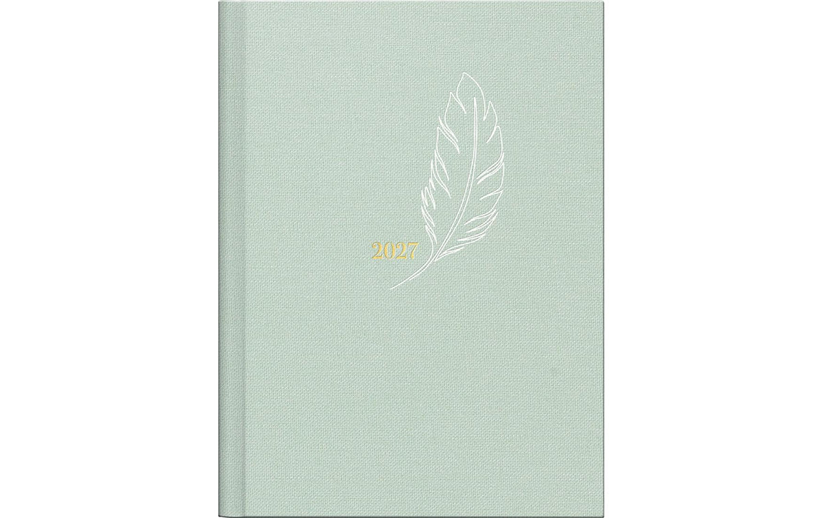 Rido idé Design Line – Wochenagenda 2027, 1 Woche/2 Seiten, A6, gebunden, Feder, Mint