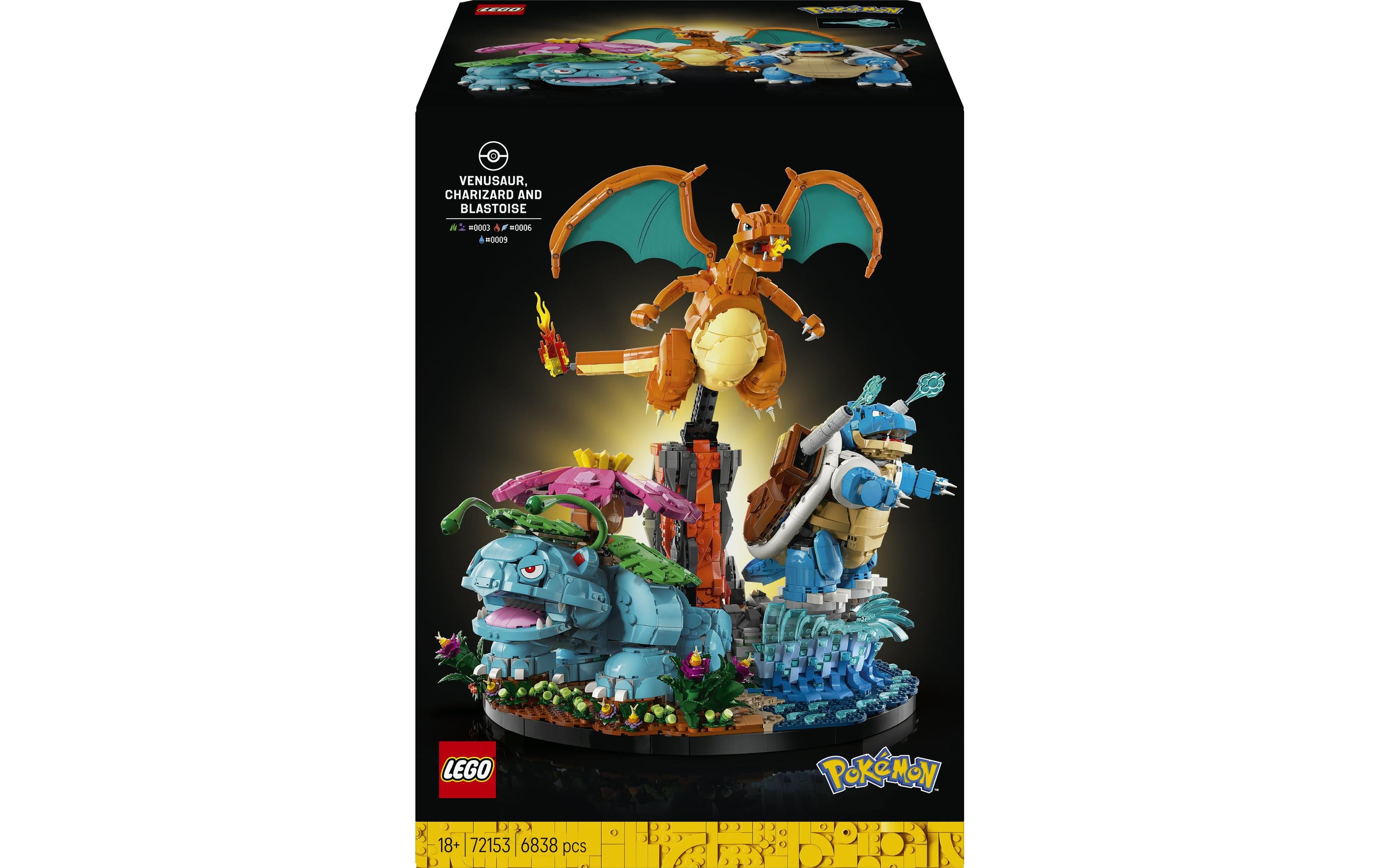 LEGO 3D Puzzle Bisaflor, Glurak und Turtok – Pokémon – 6838-teilig – ab 18 J.