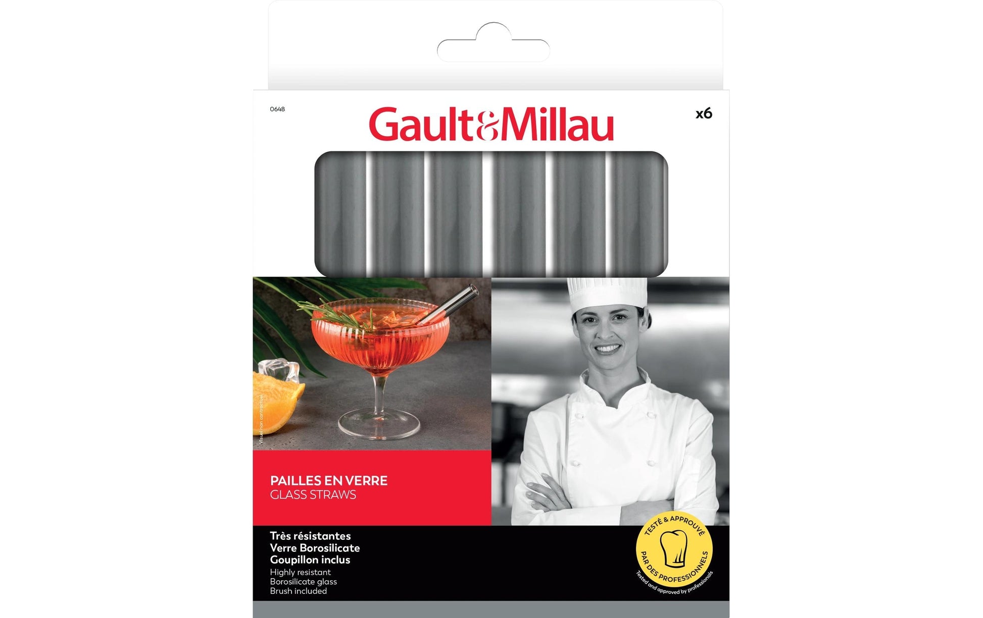 Gault millau Gault & Millau Glasstrohhalme – 6er Set, 13 cm, Glas, Transparent