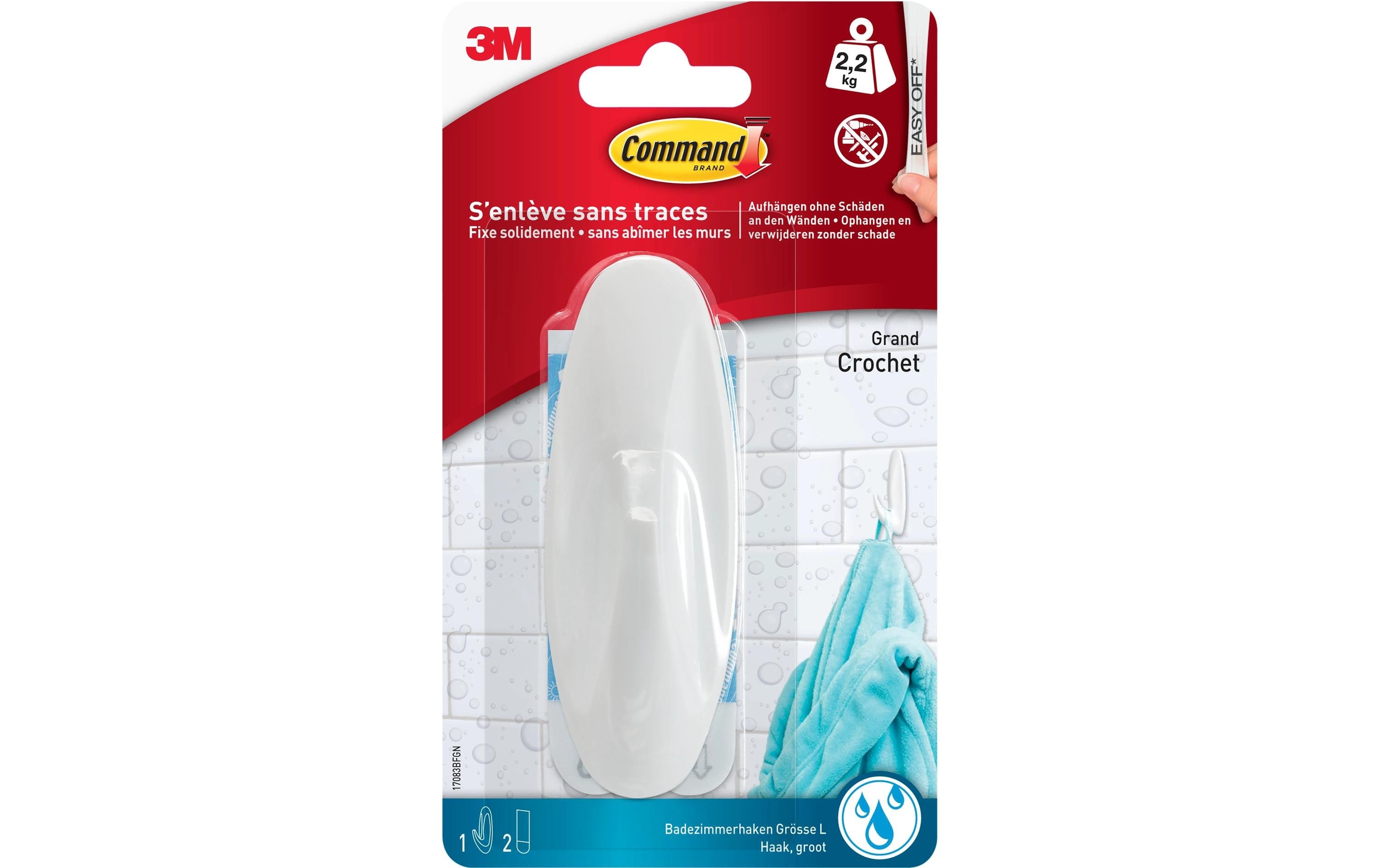 Command Haken – Metall – weiss – 2,2 kg – ablösbar, wasserfest