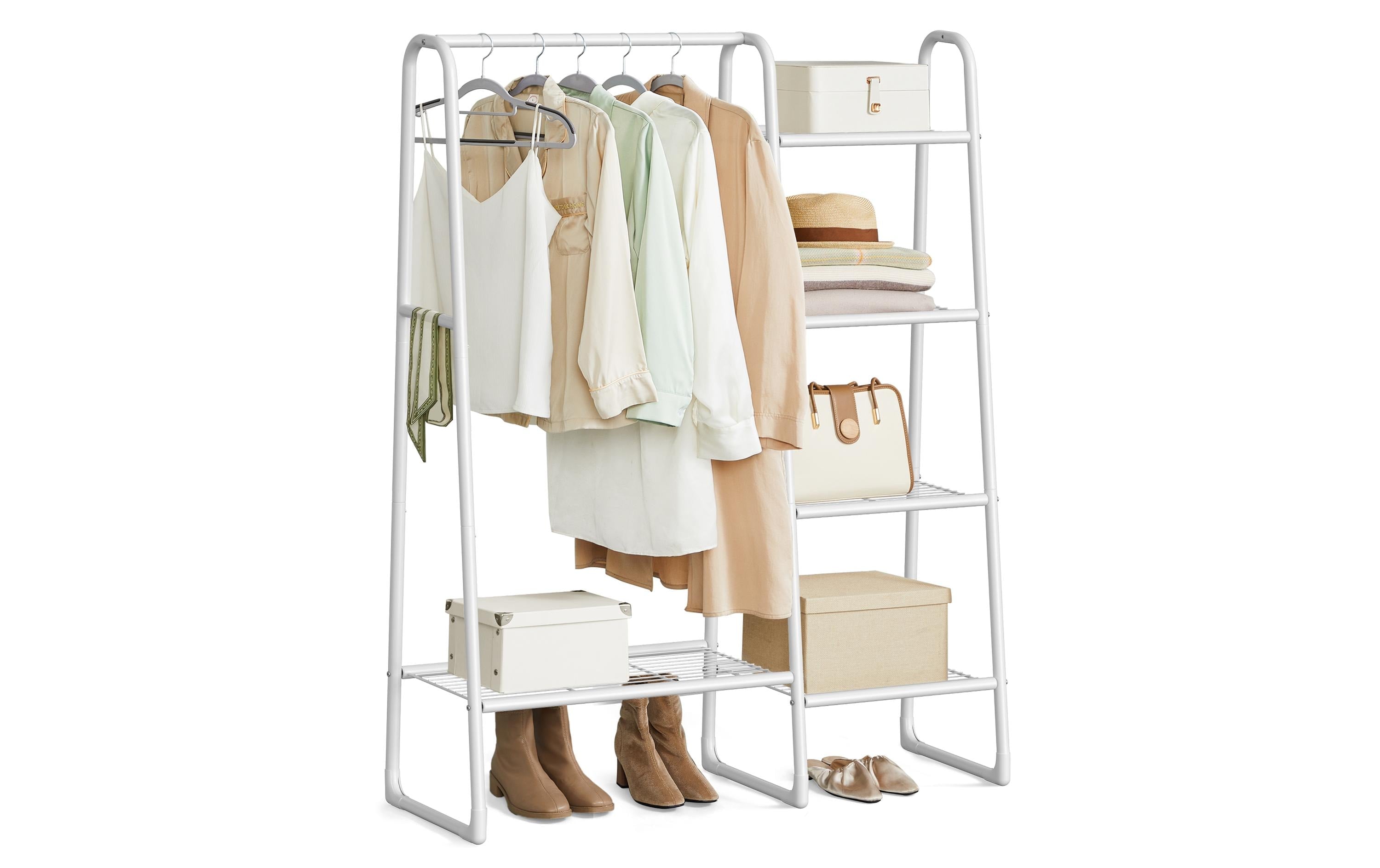 Songmics Garderobenständer – Stahl/Kunststoff, Weiss, 101,7 × 40 × 153,3 cm