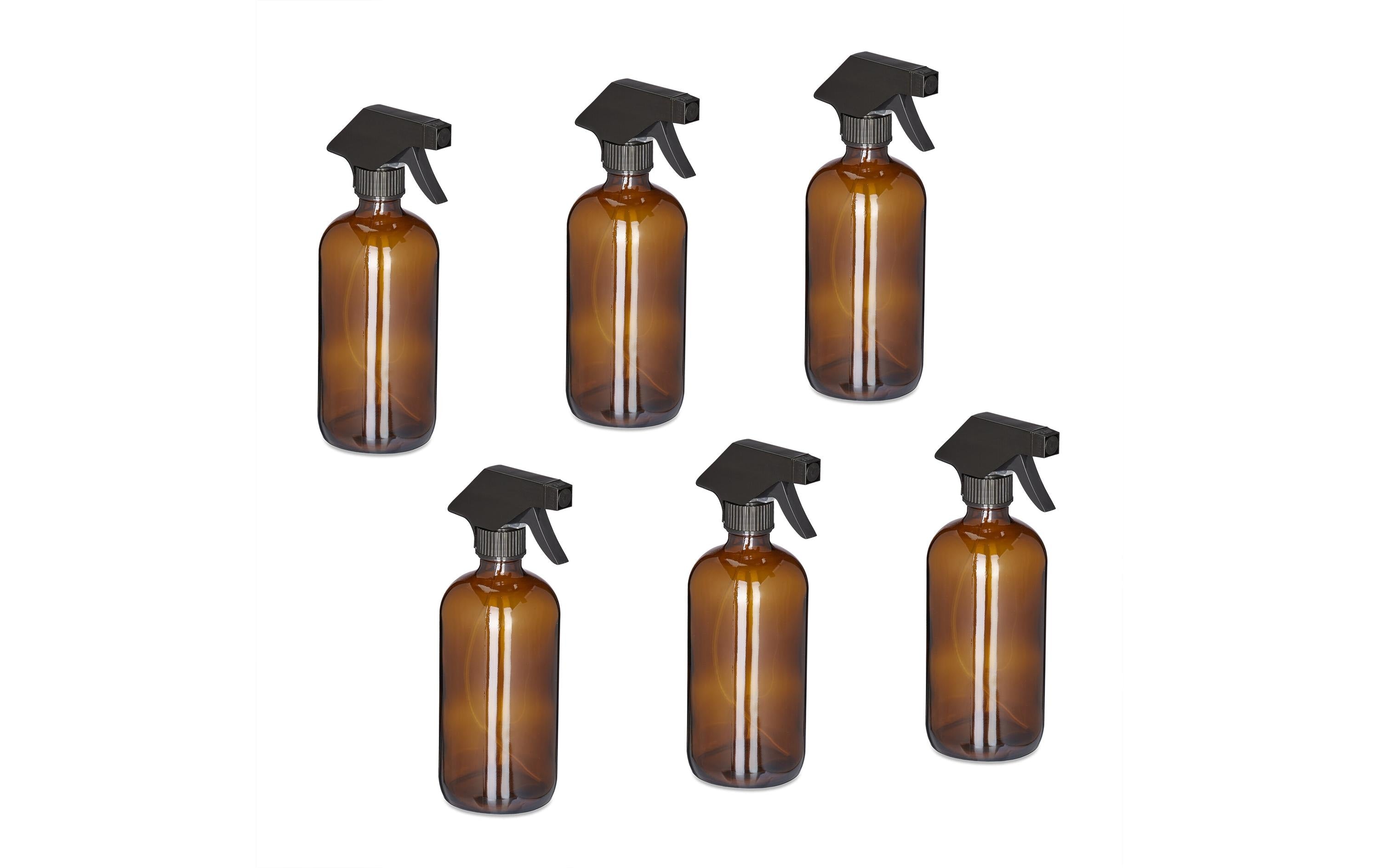 Relaxdays Sprühflasche – 0,5 l – Glas, Kunststoff – Braun, Schwarz