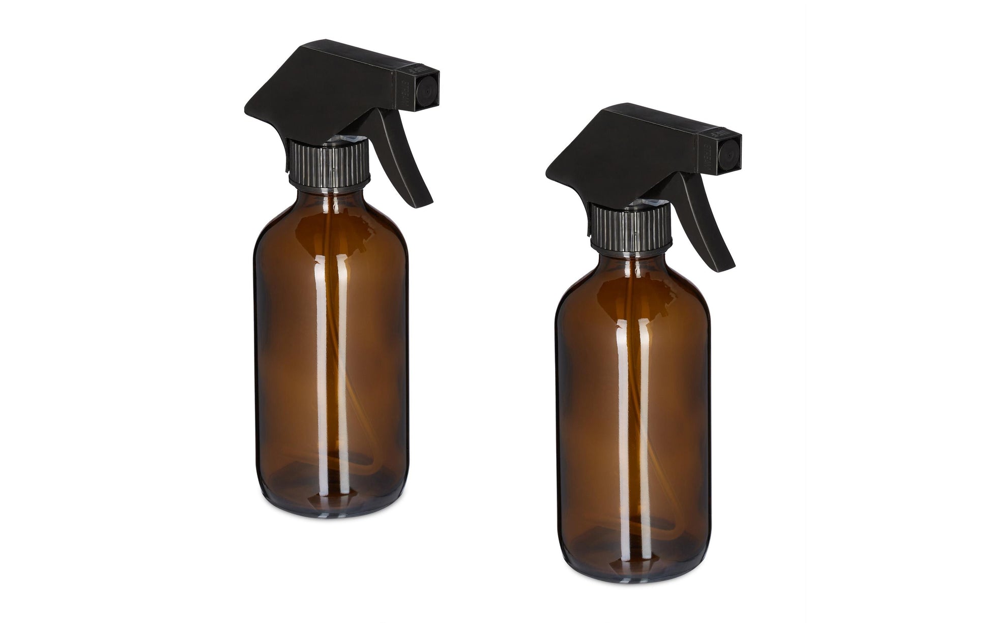 Relaxdays Sprühflasche – 0,23 l, Braun, Glas/Kunststoff, 2 Stk.