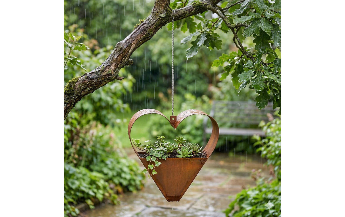 Relaxdays Gartendeko – 27 × 27 × 10 cm – Stahl, Braun, 1-teilig