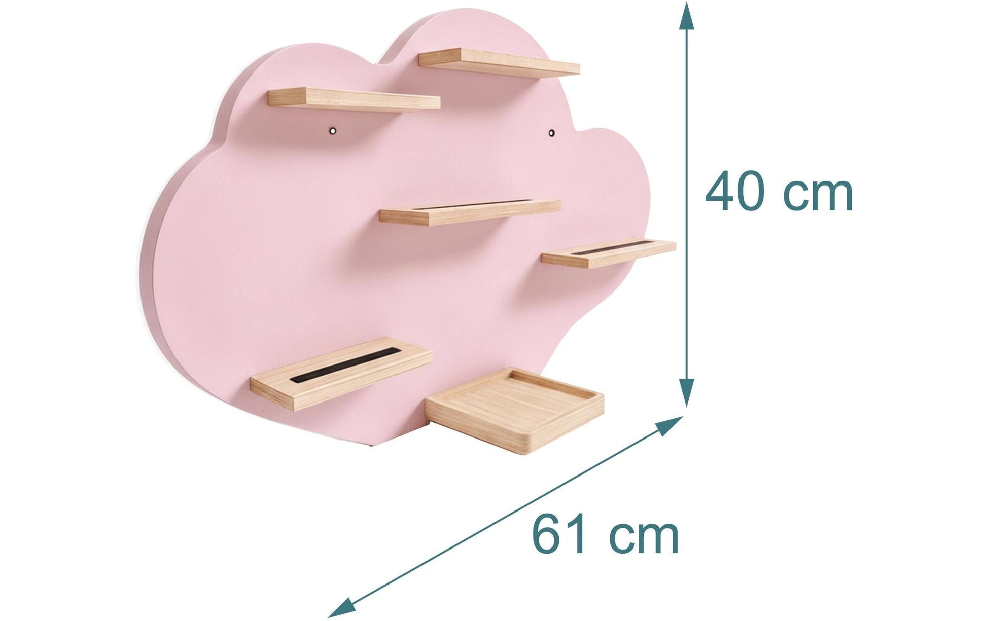 Relaxdays Wandregal, Toniebox Wolke – 6 Böden – 61 × 17 × 40 cm – Braun/Rosa – Holz/MDF