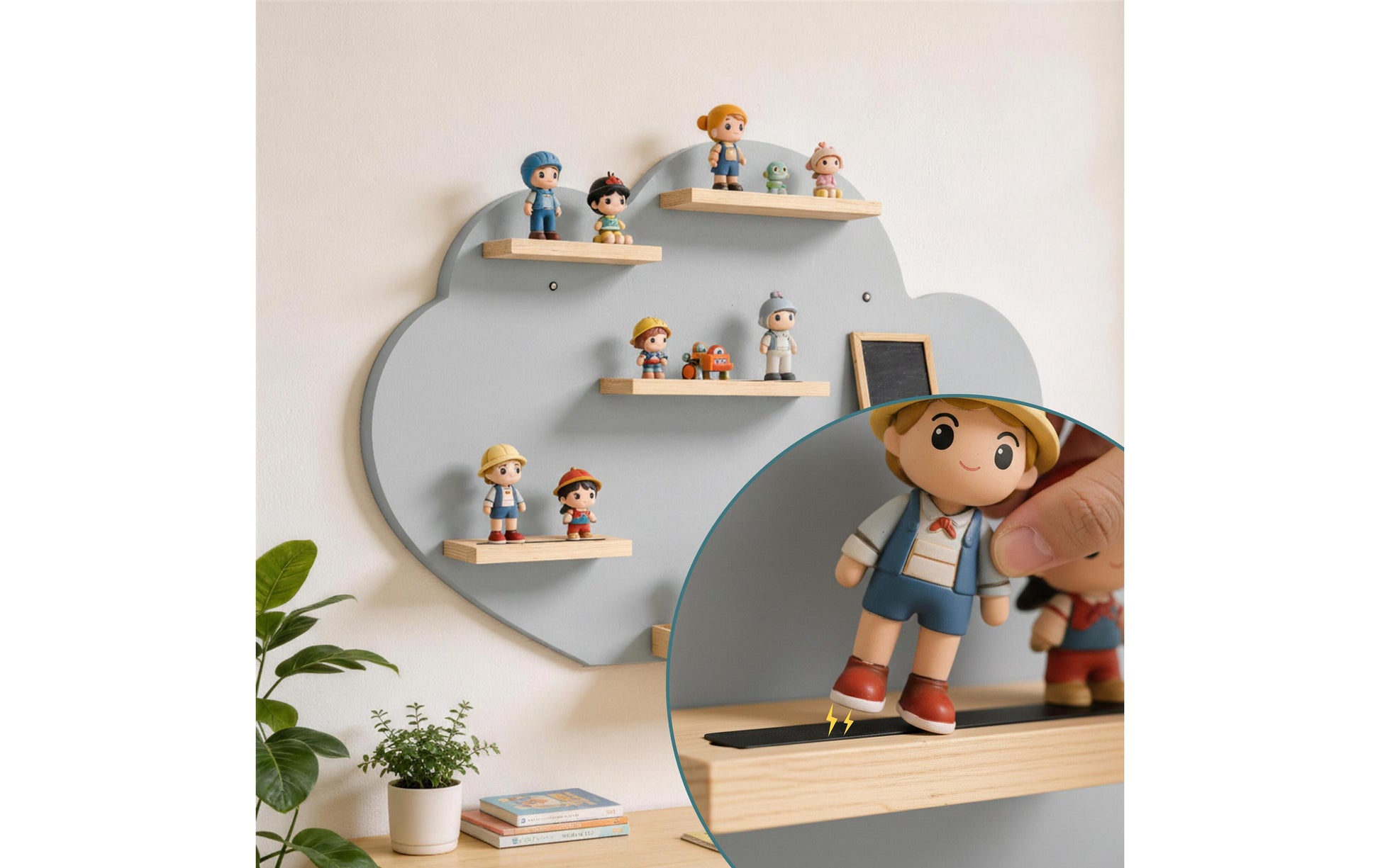 Relaxdays Wandregal / Schweberegal – 6 Böden – 61 × 17 × 40 cm – Braun/Grau – MDF