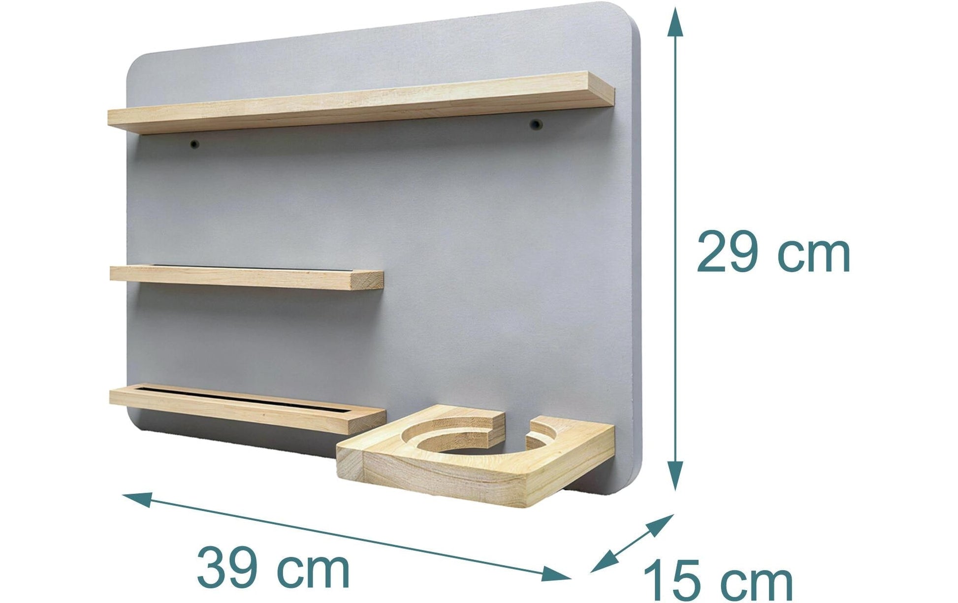Relaxdays Wandregal – Wandmontage – 4 Böden – 39 × 15 × 29 cm – für Toniebox – Grau – Kiefernholz/MDF