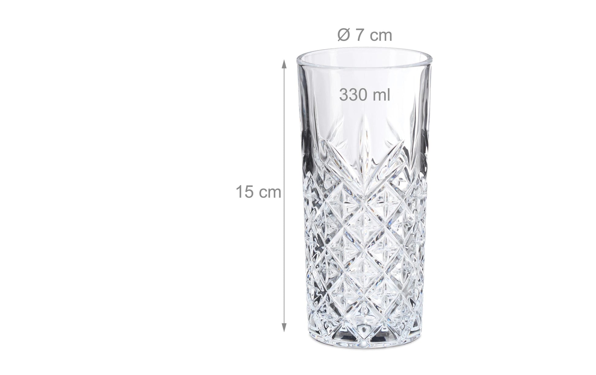 Relaxdays Longdrinkgläser – 6er Set, 300 ml, Ø 7 cm, Glas, Transparent, spülmaschinenfest