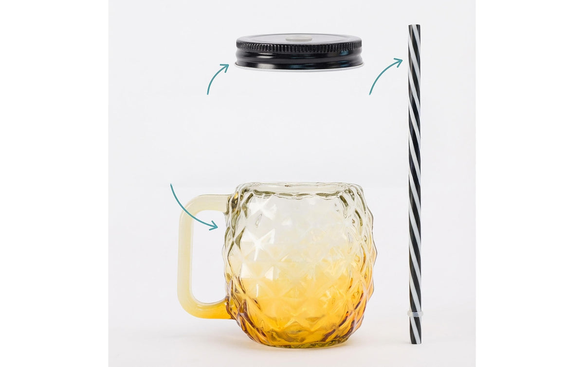 Relaxdays Trinkgläser – 4er Set, 500 ml, Ø 12 cm, H 12,5 cm, Glas, Blau/Gelb/Rot, spülmaschinenfest