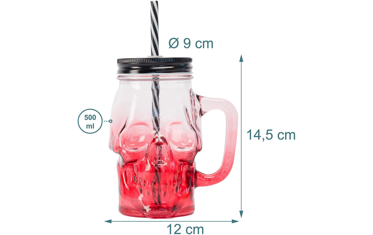 Relaxdays Trinkglas – 4er Set, 500 ml, Ø 12 cm, Glas, Blau/Gelb/Rot, spülmaschinenfest