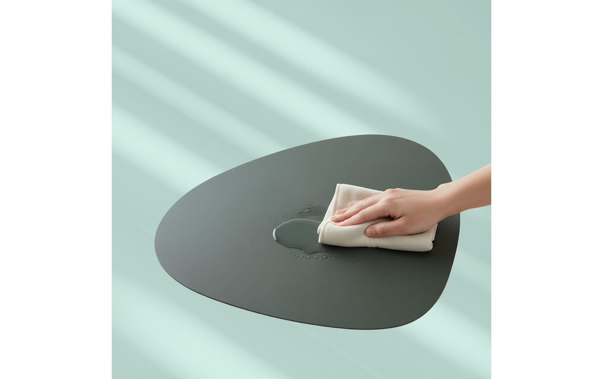 Relaxdays Tischset – oval, PVC, dunkelgrün/grau, 43 × 30 cm – 12er-Set
