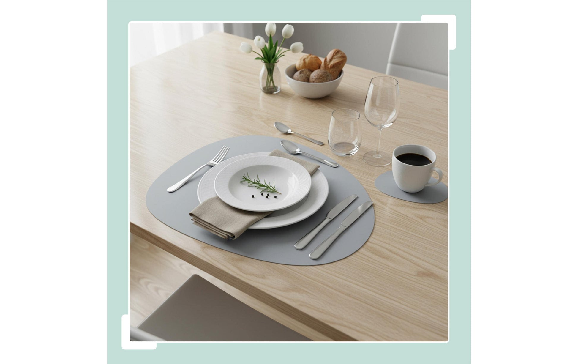 Relaxdays Tischset – oval, PVC, dunkelgrün/grau, 43 × 30 cm – 12er-Set
