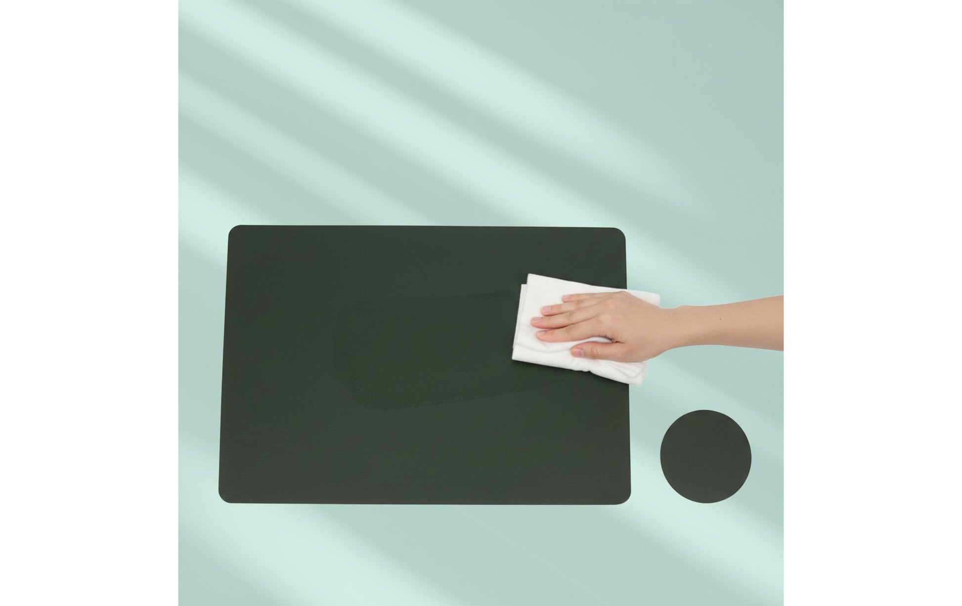 Relaxdays Tischset – PVC, Dunkelgrün/Grau, 43 × 30 cm