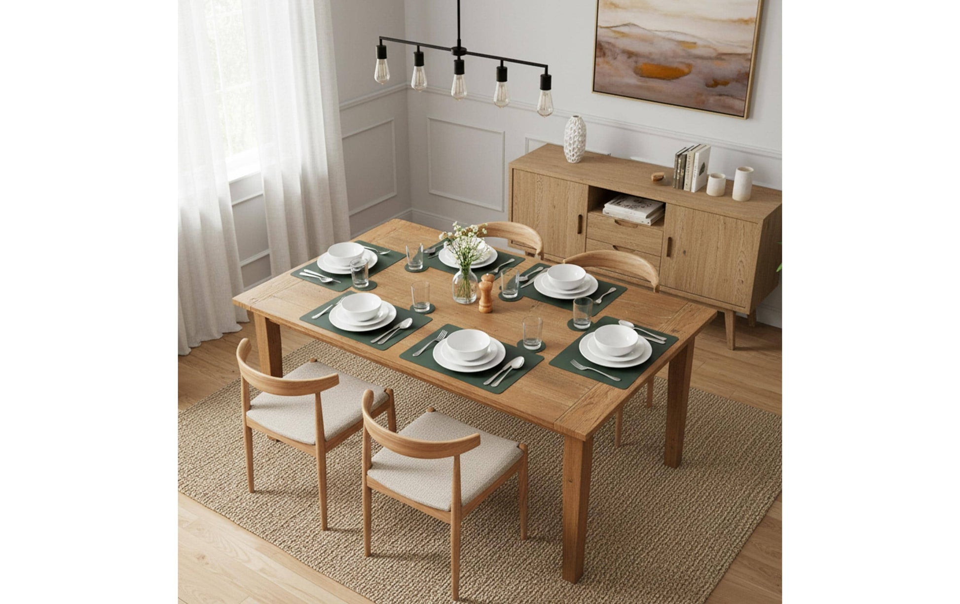 Relaxdays Tischset – PVC, Dunkelgrün/Grau, 43 × 30 cm
