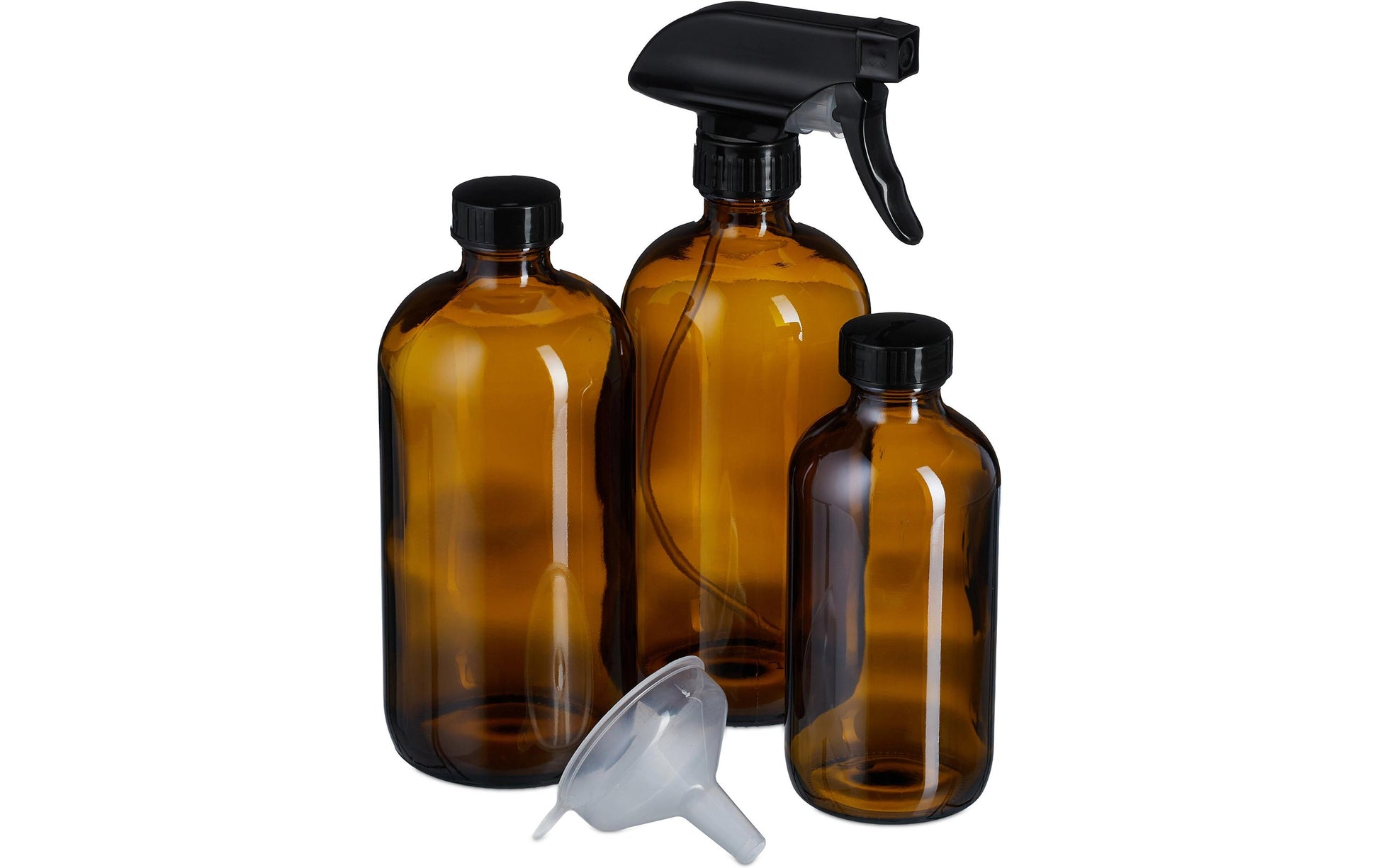 Relaxdays Sprühflasche – 0,5 l – Braun – Glas/Kunststoff – 4 Stk.