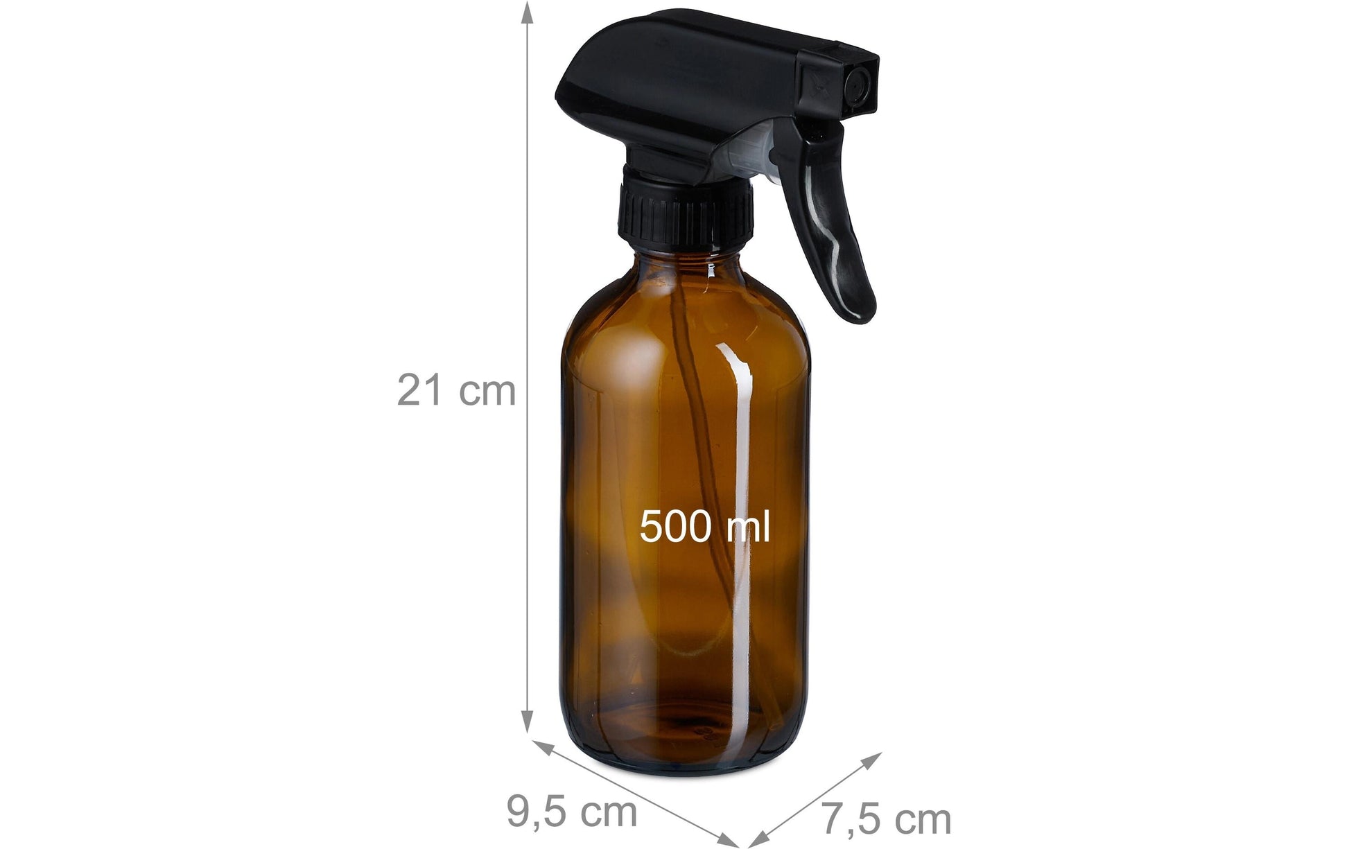 Relaxdays Sprühflasche – 0,5 l – Braun – Glas/Kunststoff – 4 Stk.