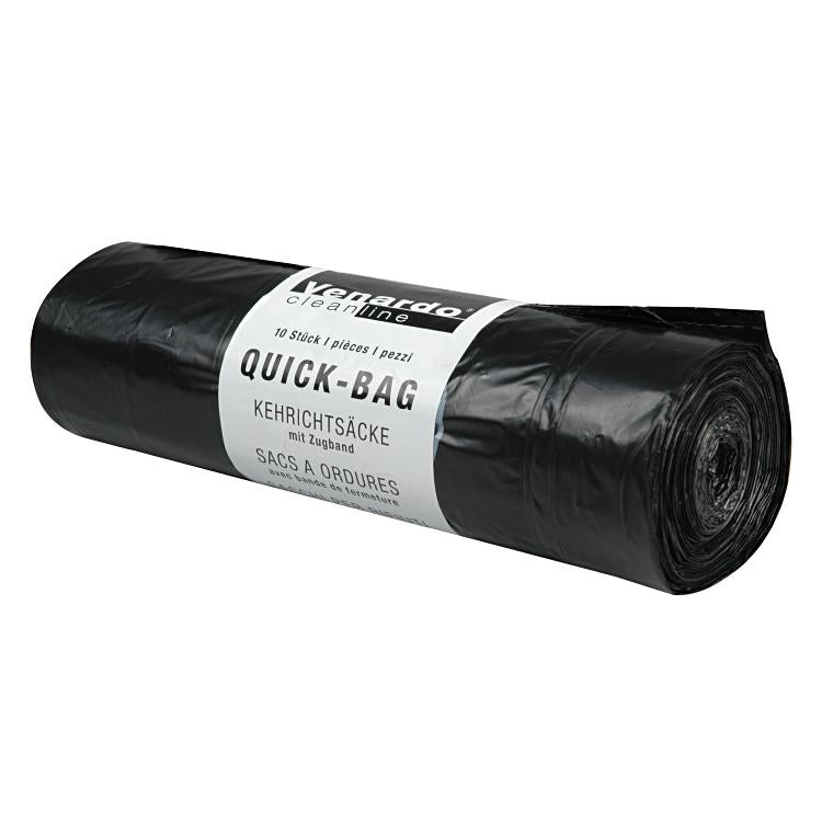 Venardo cleanline Kehrichtsack Quickbag – 110 l, mit Zugband, LDPE, schwarz, 10 Stk