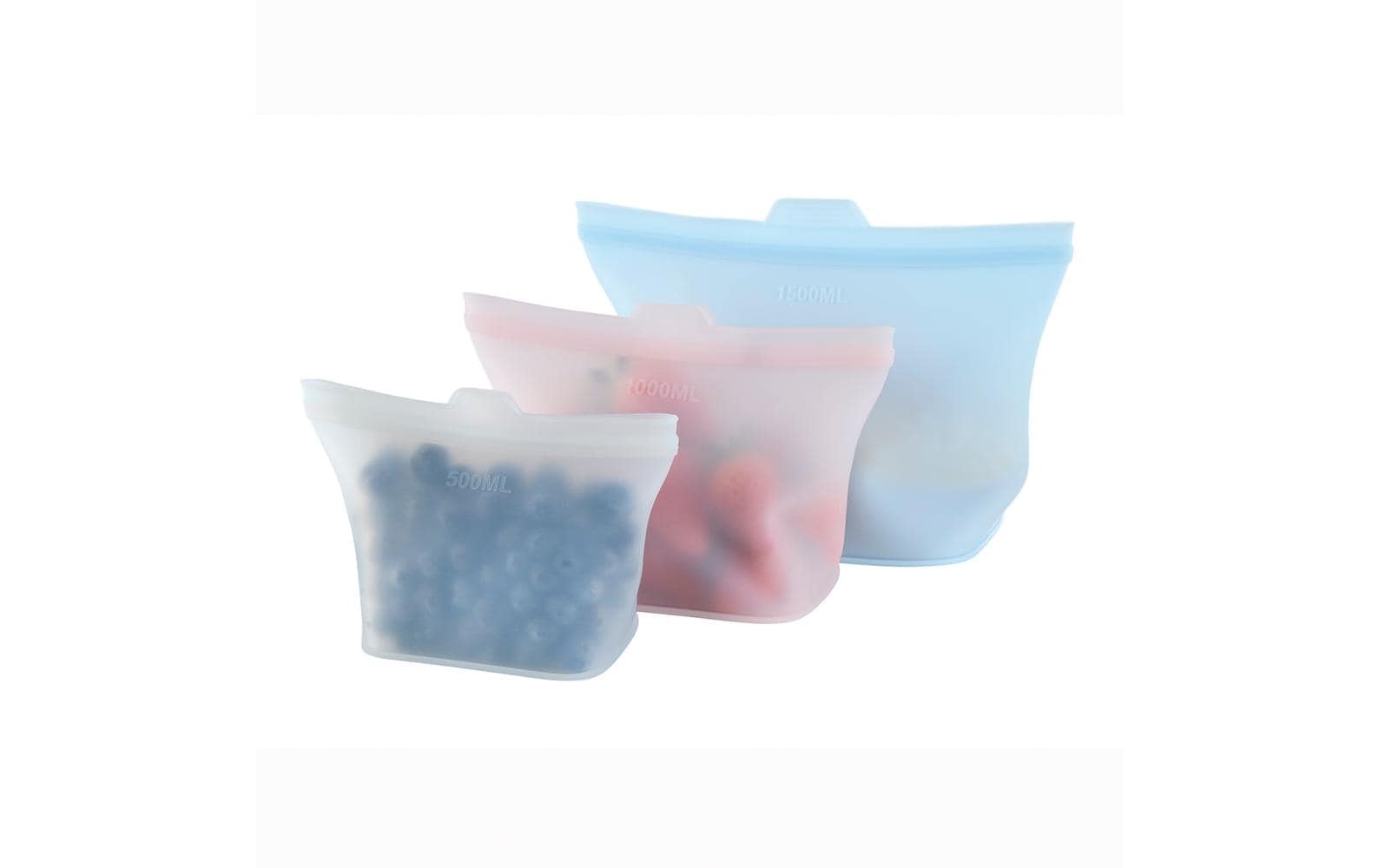 Gourmetmaxx Silikon-Frischhaltebeutel 500 ml/1 l/1,5 l, 3-teilig, mehrfarbig