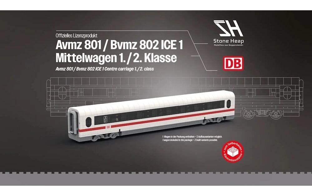 Stone heap ICE 1 Personen-Mittelwagen Waggon – 1364-teilig – ab 14 J. – 7 × 8,5 × 53 cm – Kunststoff