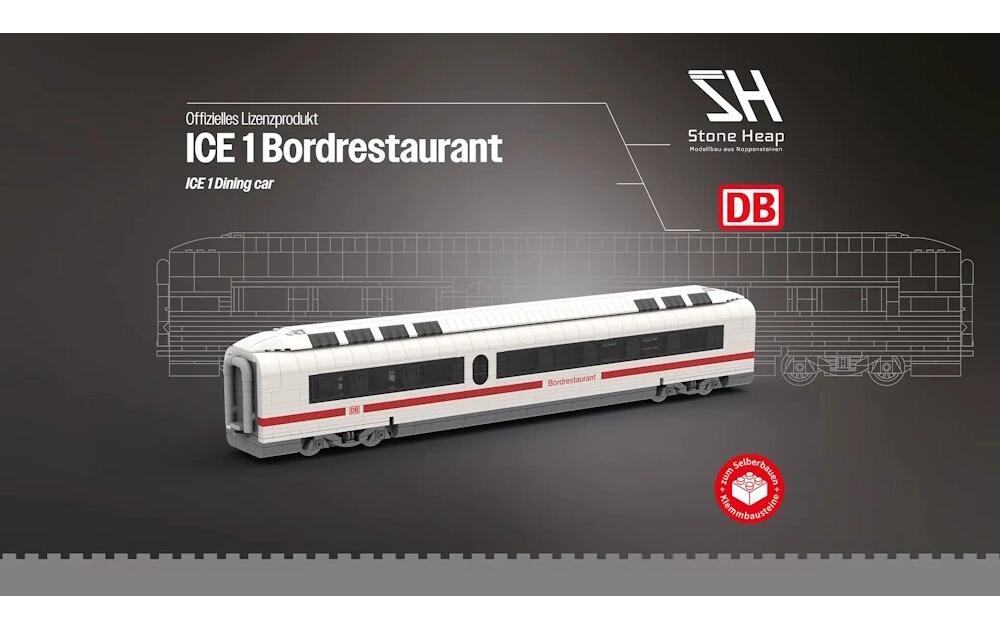 Stone Heap Eisenbahn ICE 1 Bordrestaurant – 1432-teilig – 7 × 10 × 53 cm – ab 14 Jahren – Kunststoff – weiss