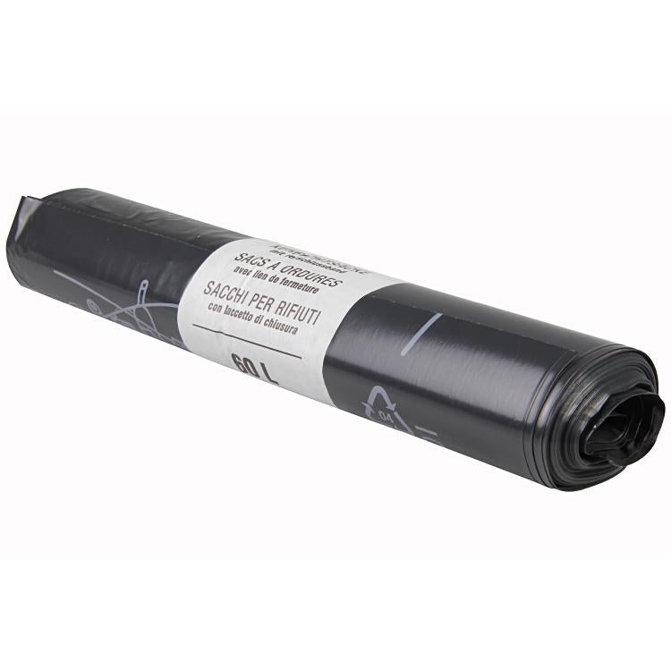Venardo cleanline Kehrichtsack – 60 l, mit Zugband, LDPE, schwarz, 10 Stk